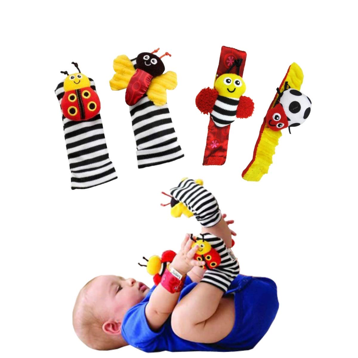 baby sock and wrist rattles