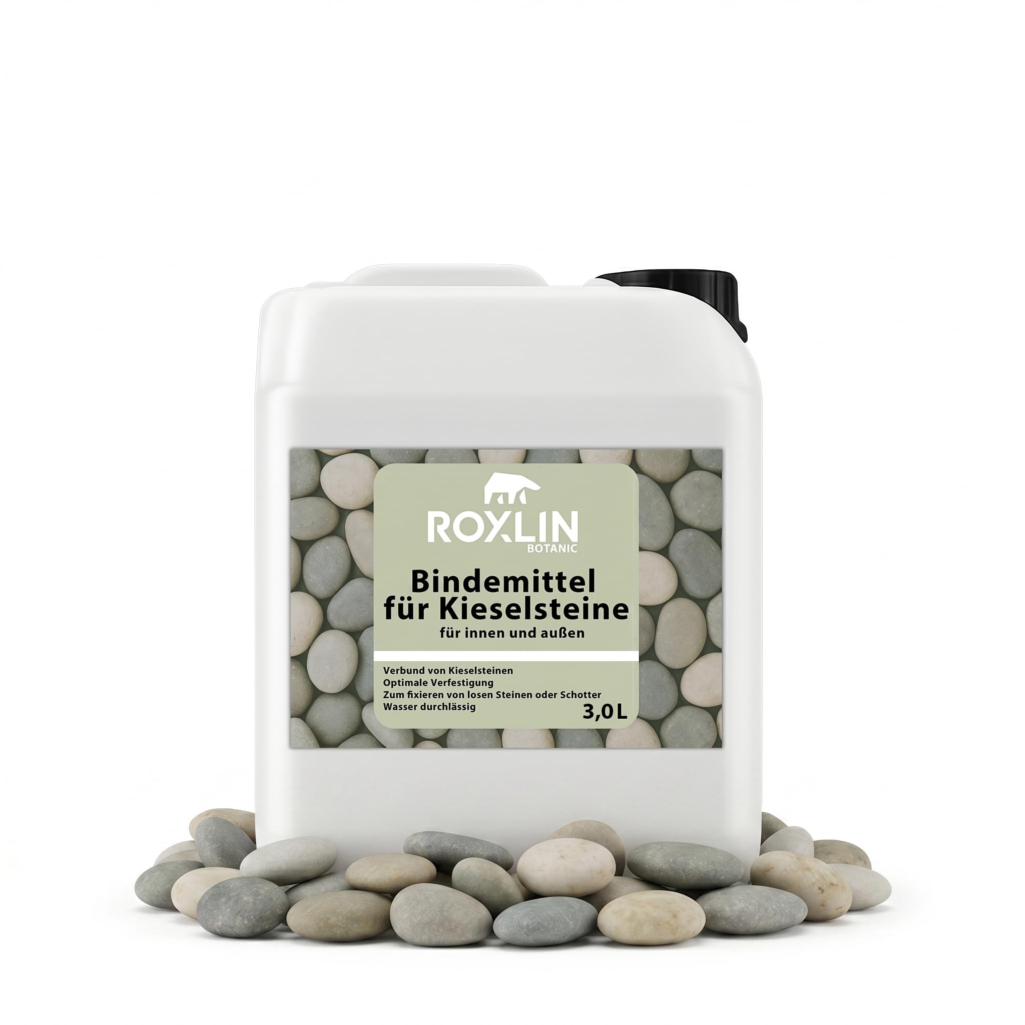 Botanic Kiesbinder Kiesverfestiger Bindemittel für Kies/Schotter Aller Art Mulchbinder Gartenbahn Steinweg (Weiss, 3 Liter)