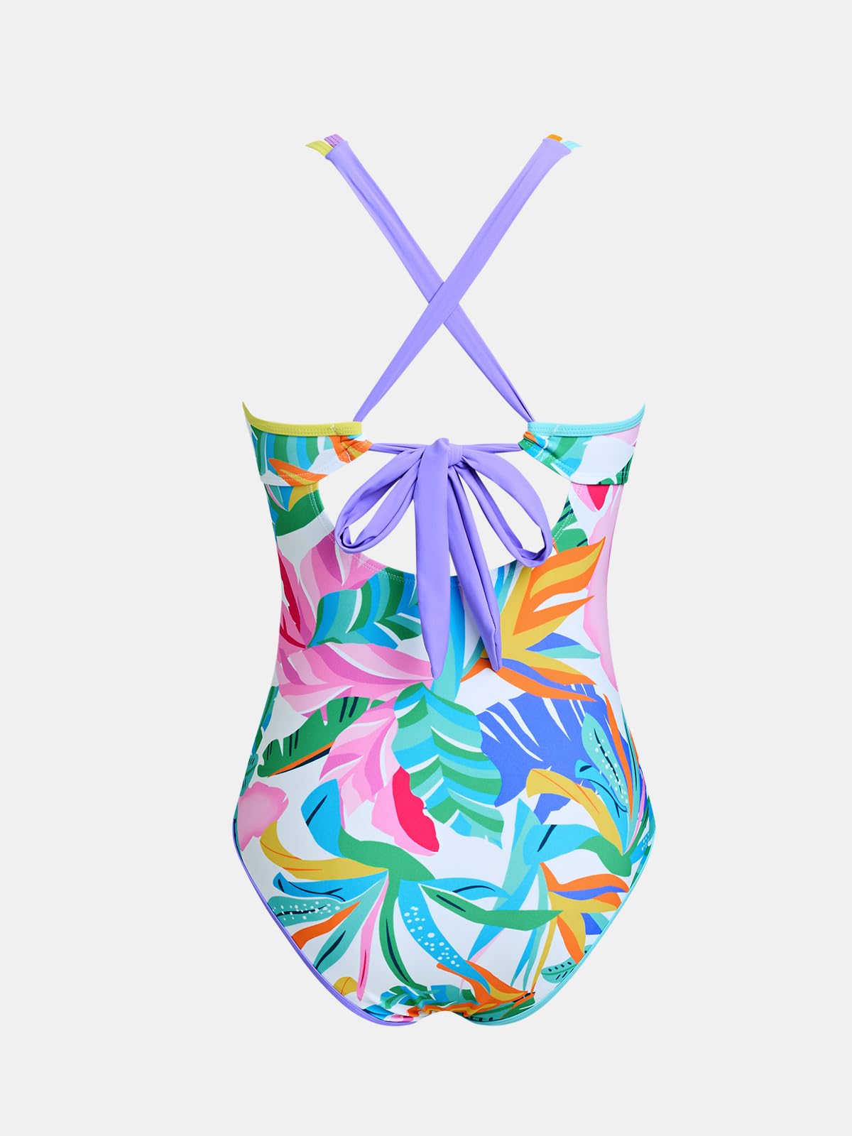 CUPSHE Maillot de bain une pièce pour femme avec col en V croisé dans le dos et découpe à nouer soi-même