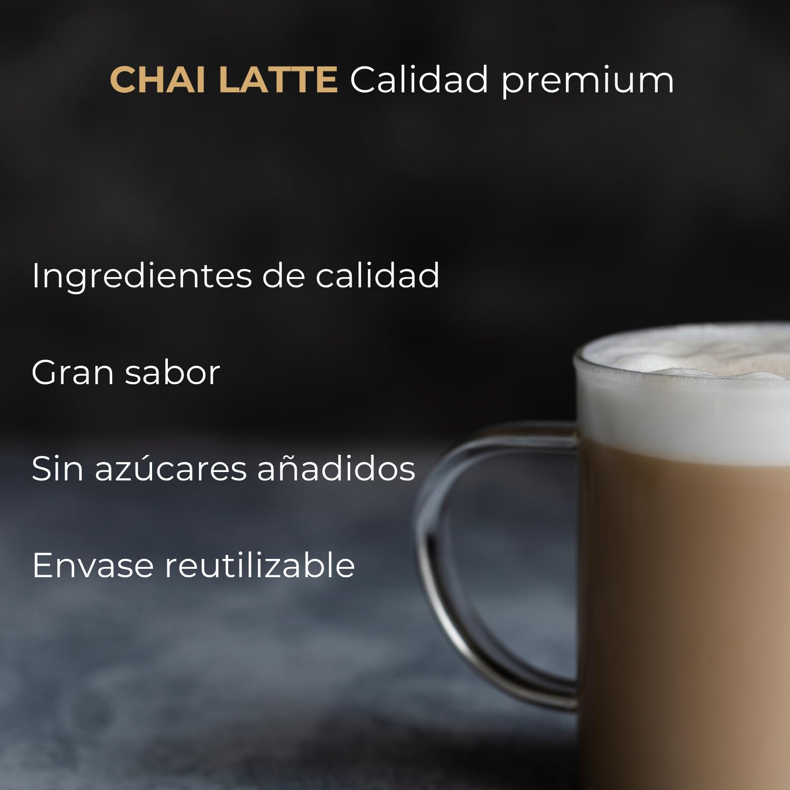 FUSIONATE Chai Latte 80% Té Negro India | Sin Azúcar | Masala Instantáneo en Polvo | Jengibre, Canela y Pimienta | Sin Aditivos | 100g