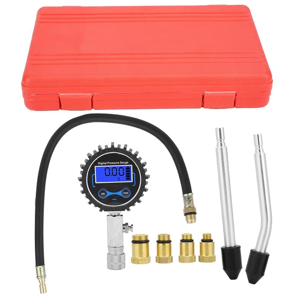 Medidor de detección de presión de cilindro de motor de 3-200 PSI, probador de compresión digital Kit de probador de reparación Kit de probador de compresión del motor