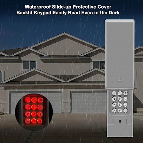 Miniatura 3 de Teclado inalámbrico para puerta de garaje sin llave compatible con abridores ChamberlainLiftMasterCraftsman con 310315390MHz.
