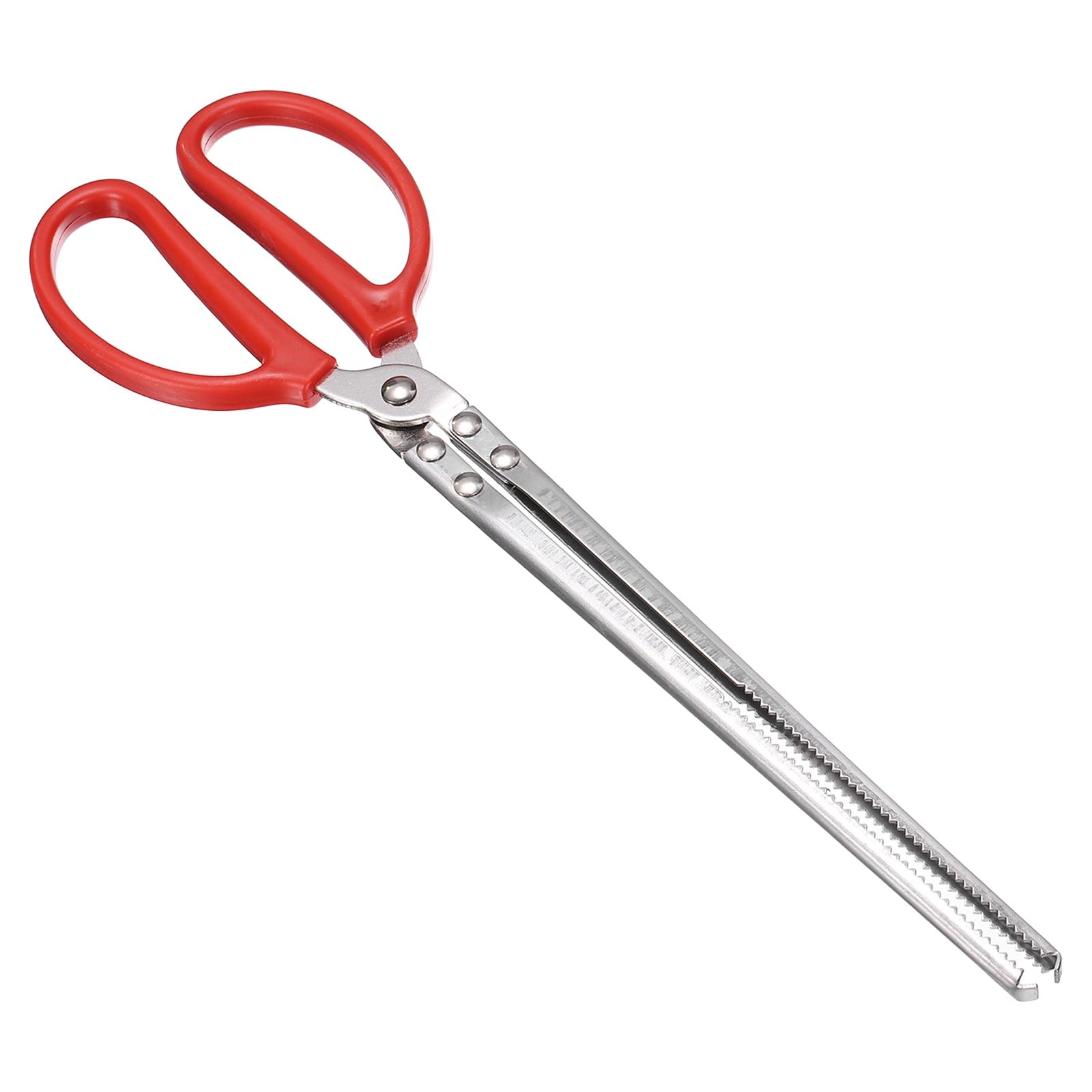 sourcing map Crabbing Tongs, 15" Metal Serrated Extra Long Loach Tongs Beach Reptile Catching Clip Garbage Clip with Straight and Bent Head for Lobsters Loach Other Reptile, Red