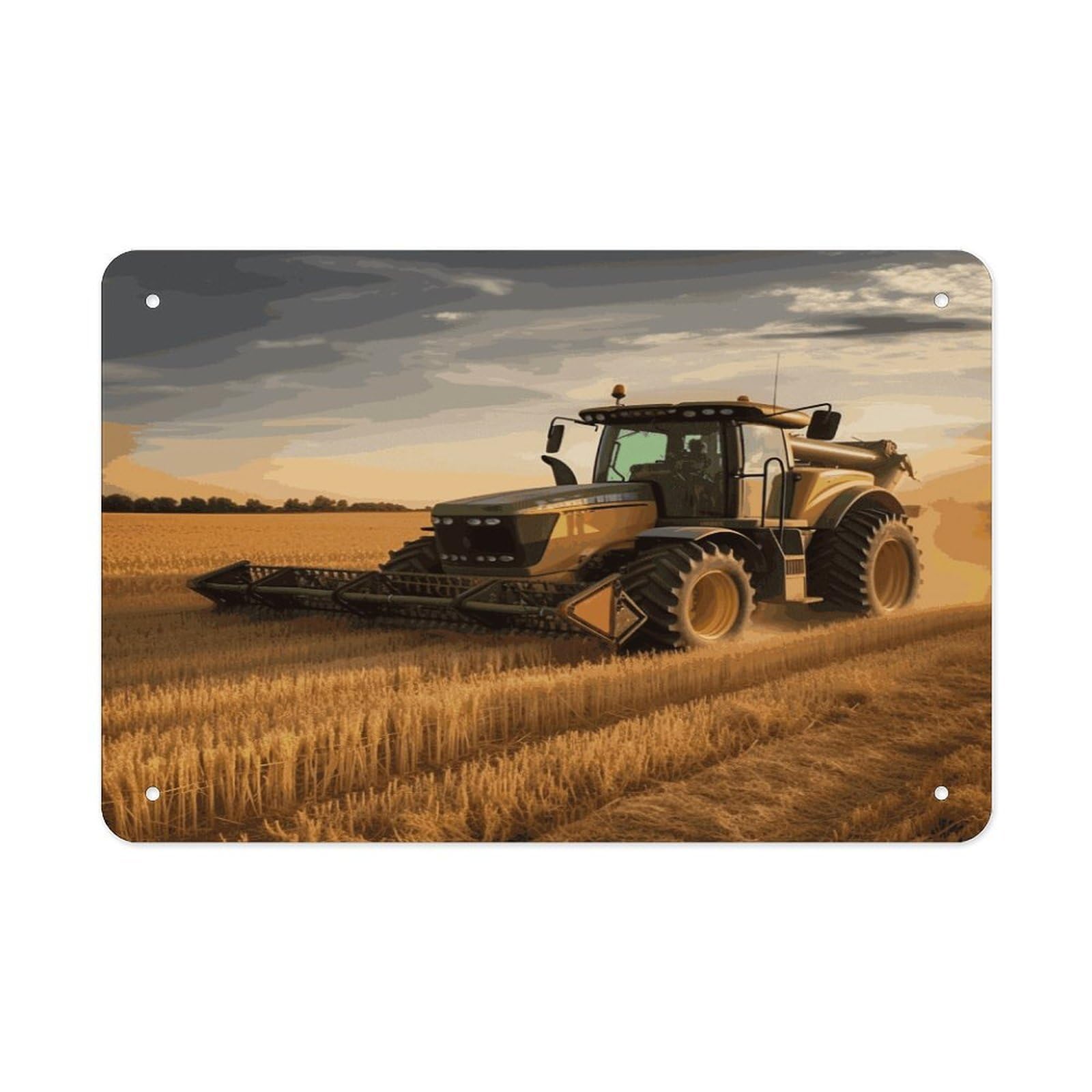 Fodpand Style Farm Tractor Harvest Wall Art Metal Signs Tin Sign