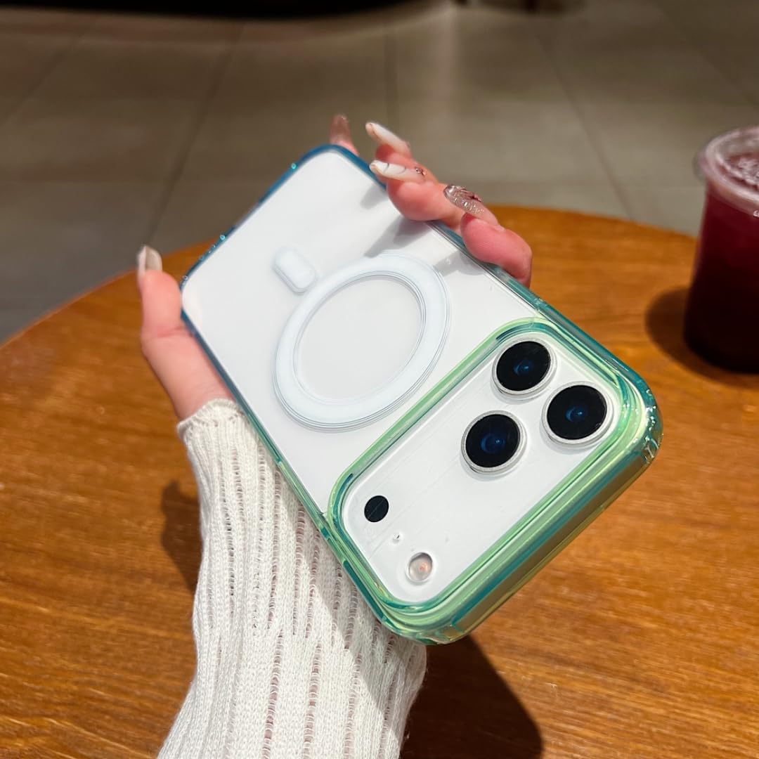 Coque magnétique pour iPhone 16 Plus vert dégradé de luxe