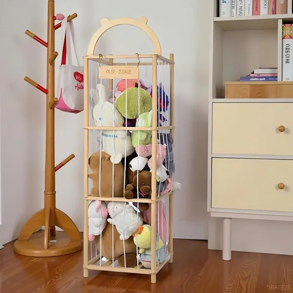 Tqgok Stuffed Animal Storage Stuffed Animal Zoo Wooden Large Stuffed Animal Holder Organizer Toy Storage Organizers for Playroom Bedroom Nursery