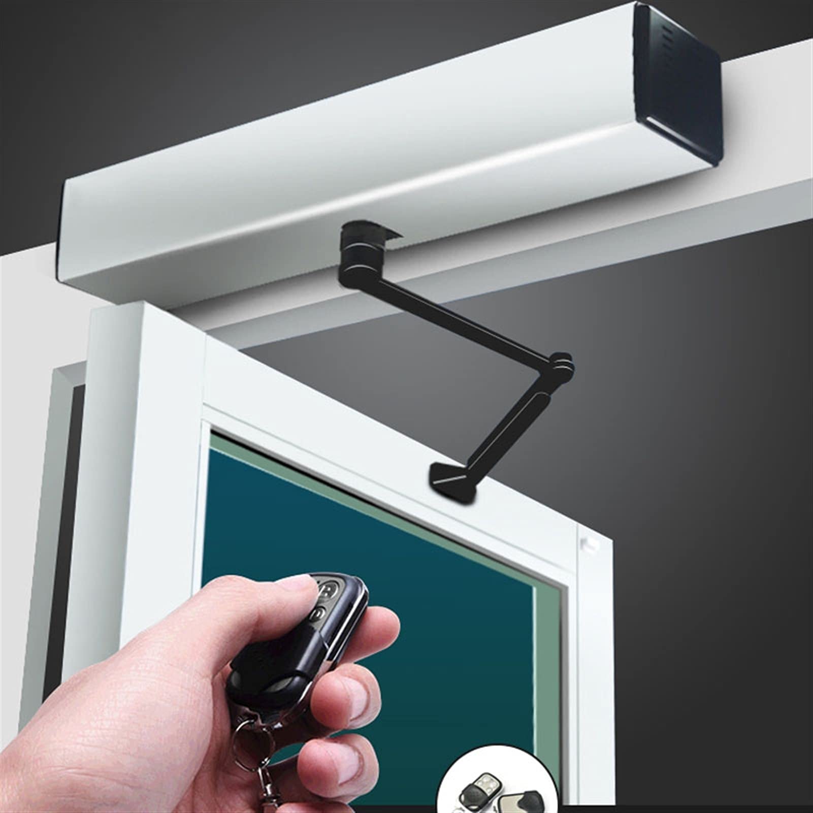 Abrepuertas Smart Home automático abridor de puerta oscilante cerrador eléctrico de puerta de garaje mando a distancia con sensor opcional Motor de puerta grande Diseño inteligente (plata)