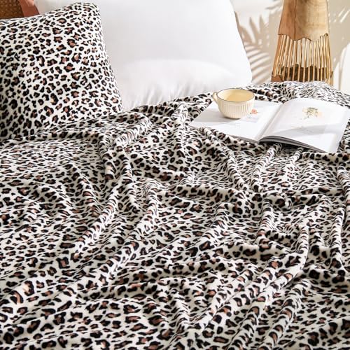Image of BEDELITE Fleece Blanke for Couch & Bed Leopard Print Throw Blanket - Soft Blanket, Cozy Lightweight Fleece Animal Print Throw, 60 inchx 80 inch, Snow Leopard