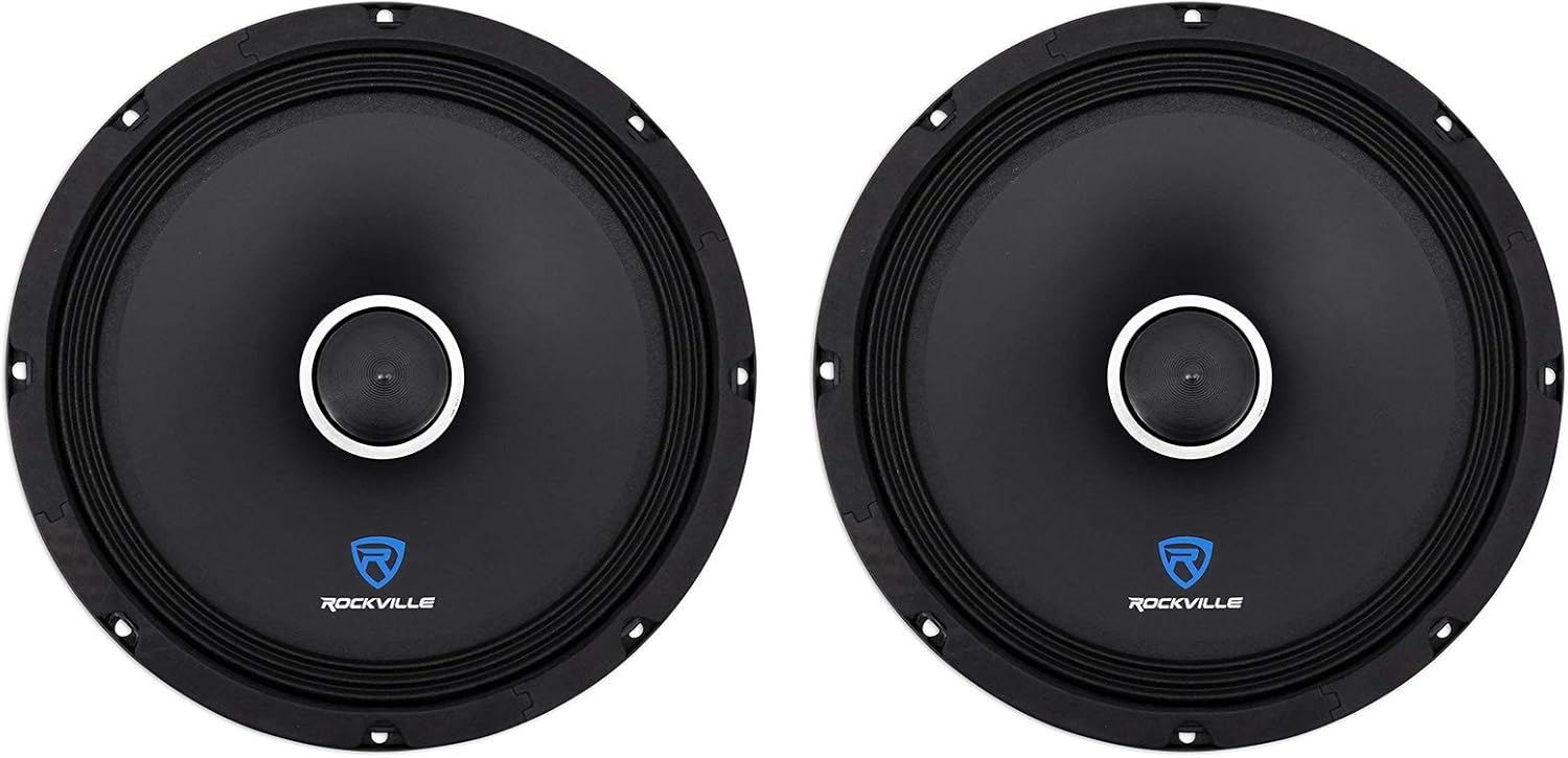 Rockville (2) RXM108 10" 1200w 8-Ohm SPL Car Midrange Mid-Bass Speakers w/Bullet