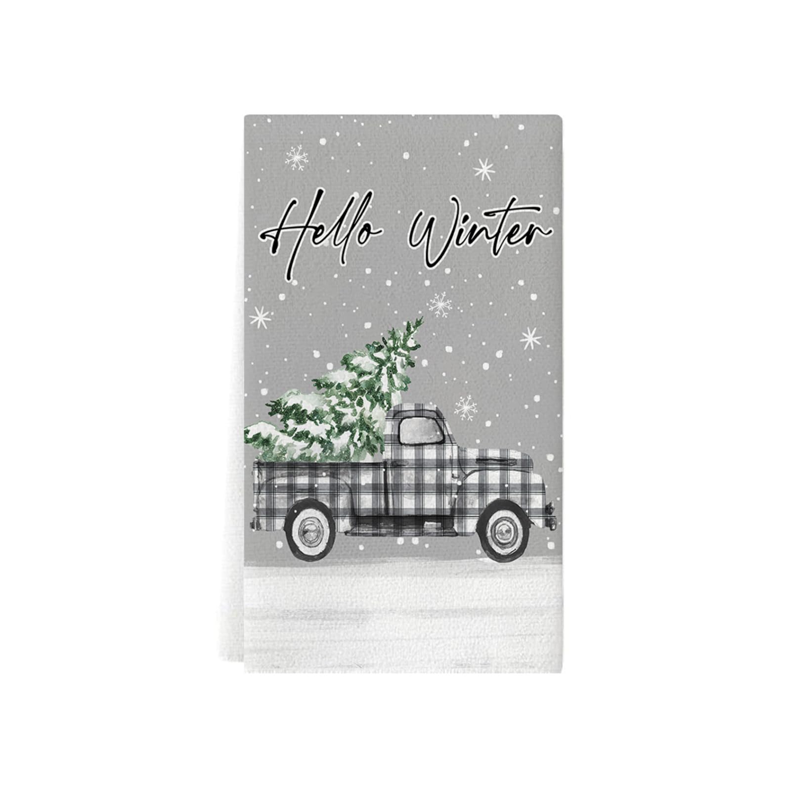 Trapos de Cocina Árbol Camión Gris Paño Cocina Tacto Suave Poliéster Fácil de Limpiar Lavable a Máquina Reutilizables para Baño Restaurante Picnic Toallas 4 Piezas (40x60 cm)