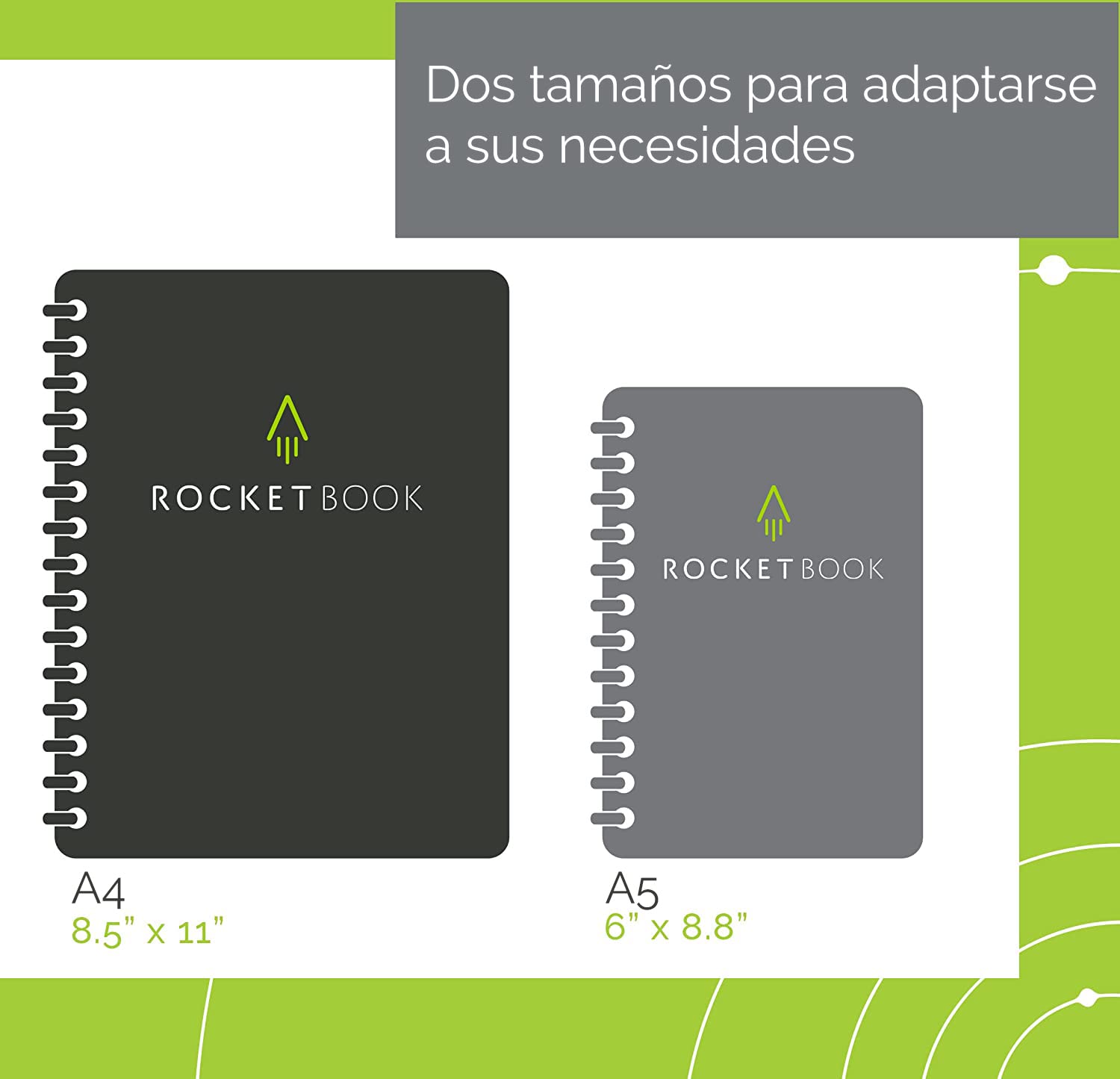 Rocketbook Lined Cuaderno Inteligente - Reutilizable Digital Libreta A5, Bloc De Notas De Hojas Rayadas Planificador Semanal, Gadgets Tecnologicos Frixion Pilot Borrable y Paño de Microfibra Incluido