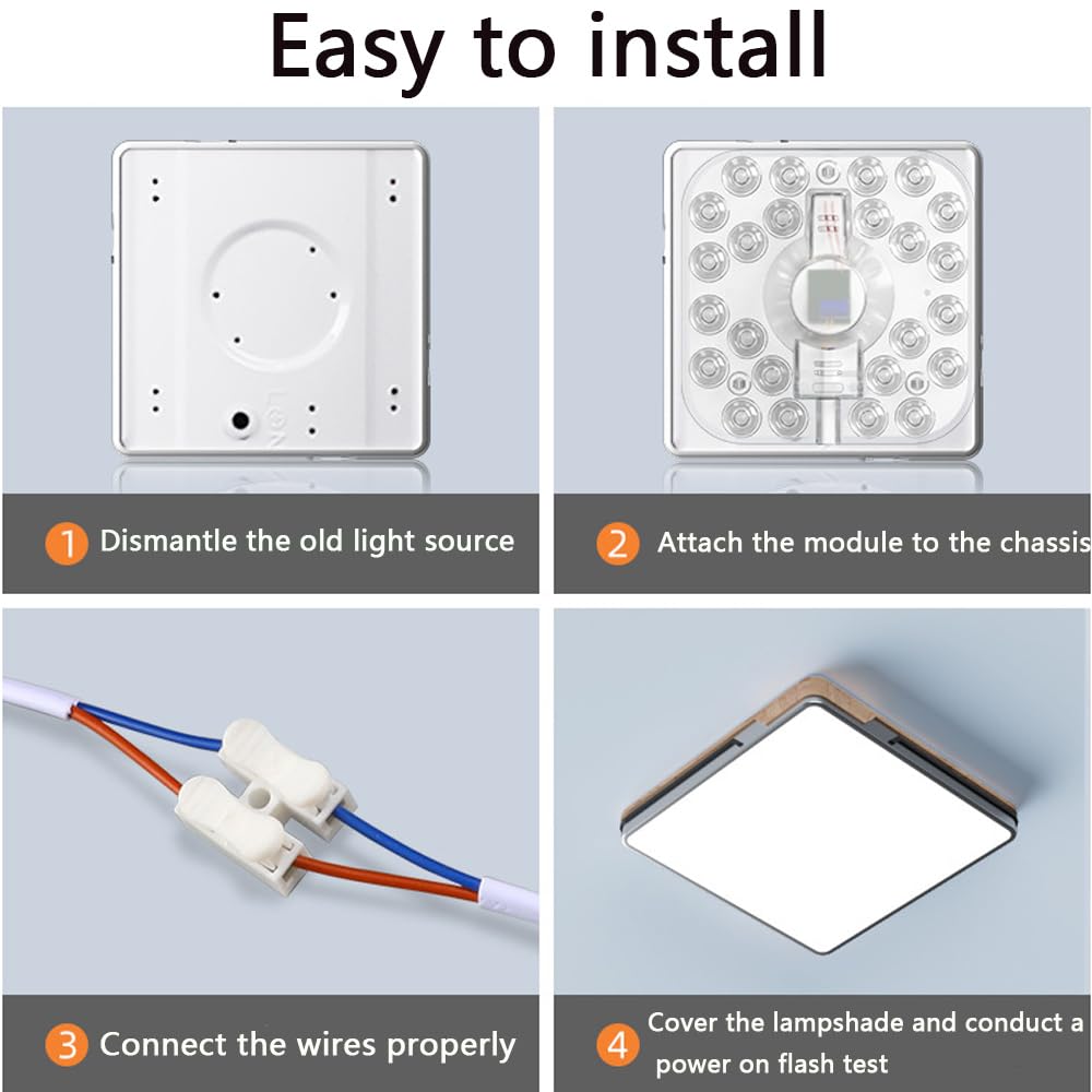 WULUN Modulo LED Circolare Quadrata, Kit di conversione soffitto da 24 Watt, Con Magnete, Bianco Freddo 6000K, Pannello a LED, 6.2 pollici, 2200