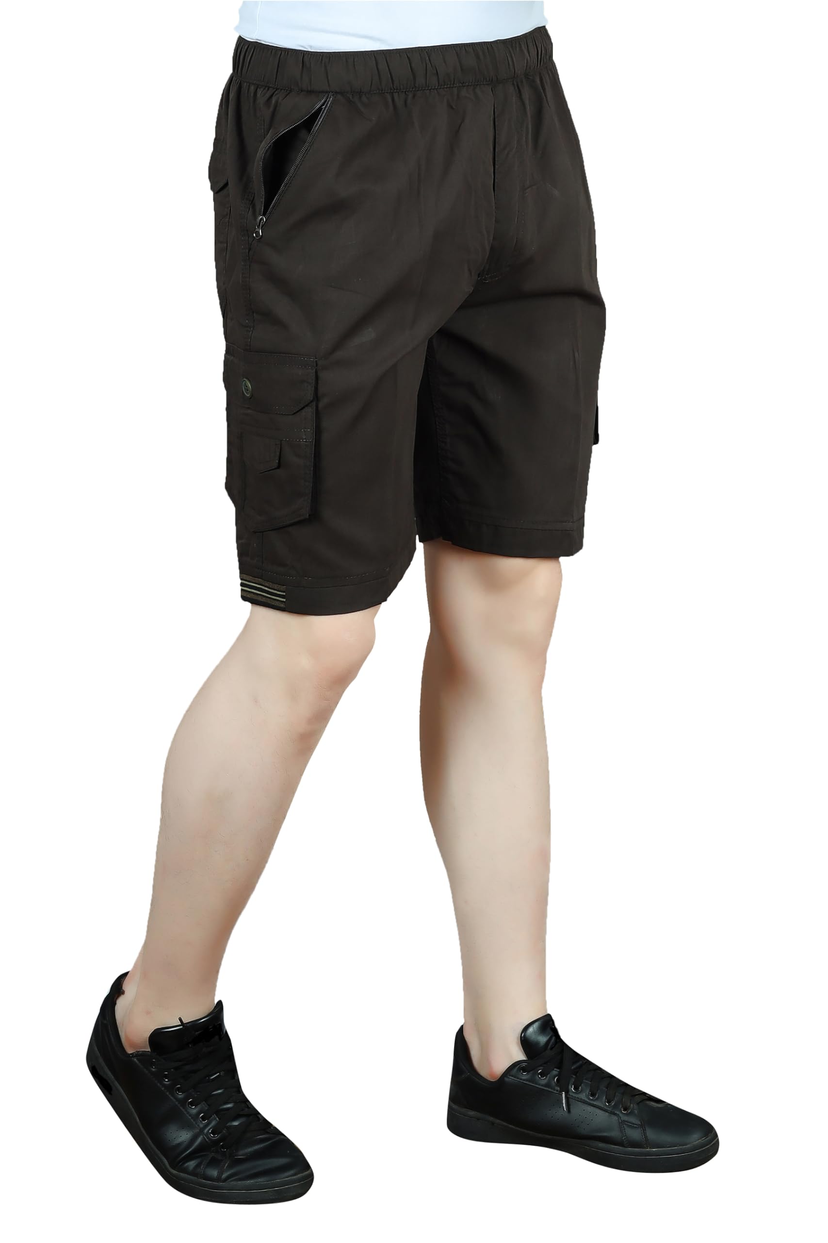 welcy Men Cotton Regular Fit Solid Short | 2 Zipper Pocket | 3 Button Pockets | Versatile Half Pants for Everyday --picture-26