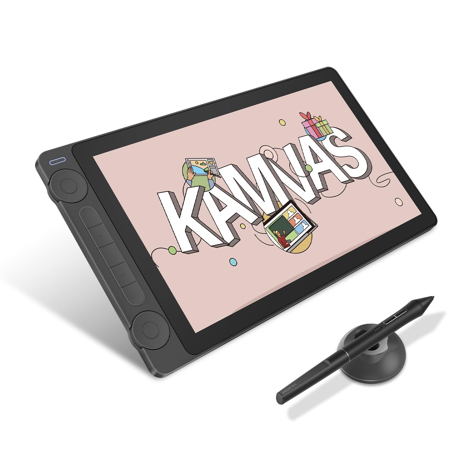 Kamvas 13 (Gen 3) Drawing Tablet with Screen, 13.3 Inch Canvas Glass Graphic Drawing Monitor, 99% sRGB Coverage, New PenTech 4.0, 16384 Pen Pressure, Dual Dials and 5 Express Keys, Black