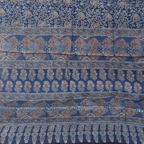 Image of Ethnics of Kutch Womenss Ajrakh Modal Silk Natural Dye Hand Block Print Saree with Blouse Piece - 5.5 Mtr Length