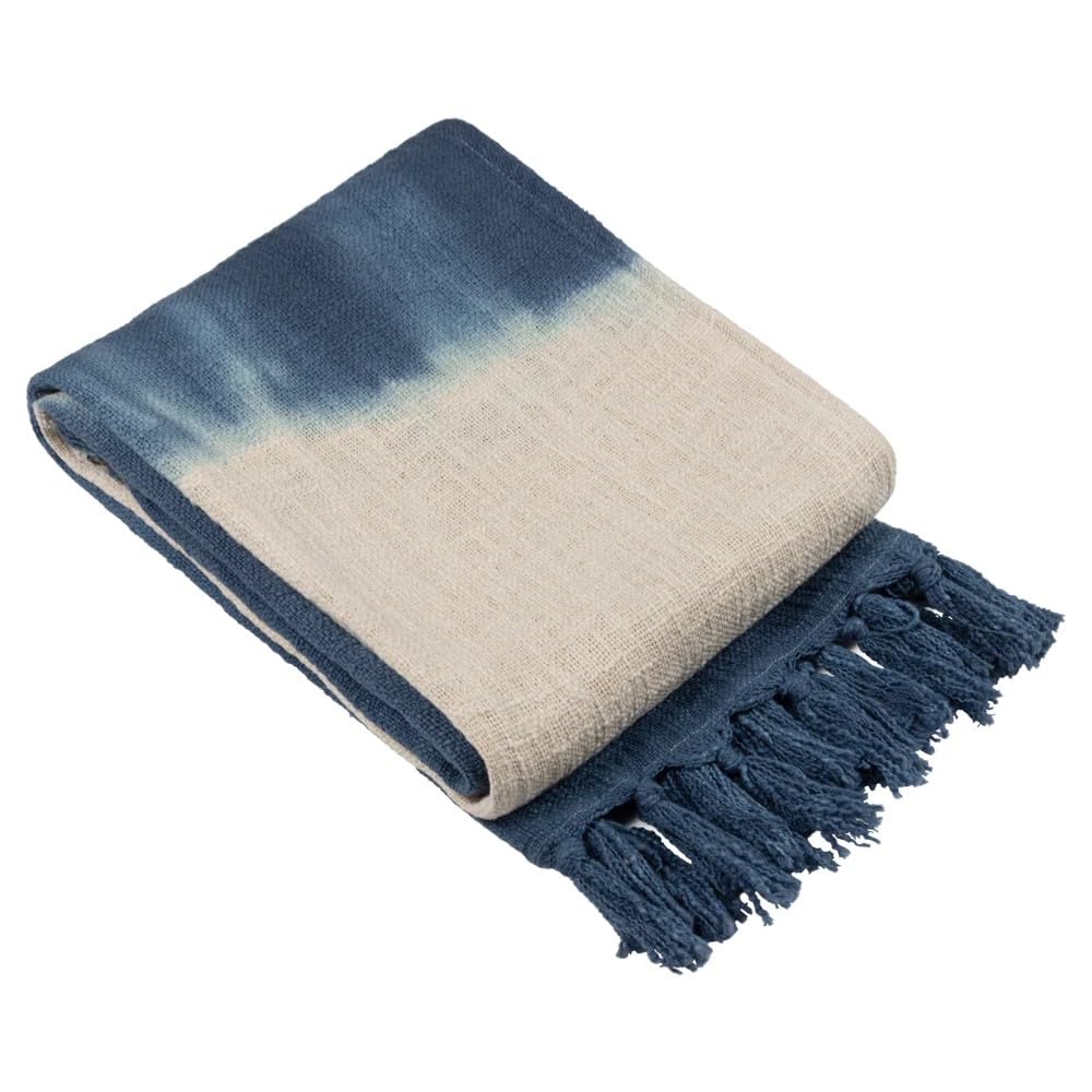 Furn. Mizu Ink Dip Dye Tasselled Throw 130 X 170Cm