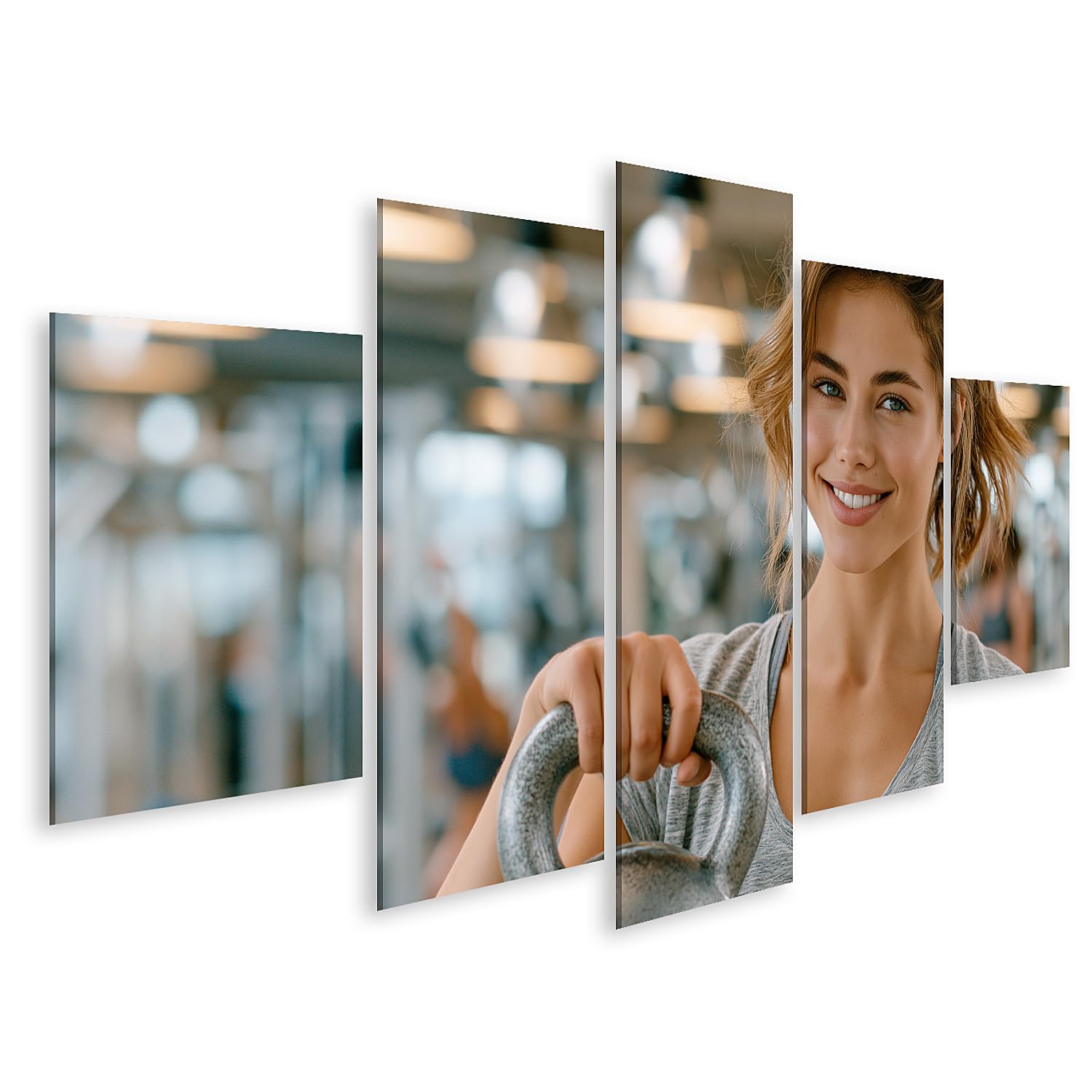 islandburner Quadro su tela, motivo: fitness motivazionale per la palestra in casa, per gli appassionati di sport, 5 pezzi