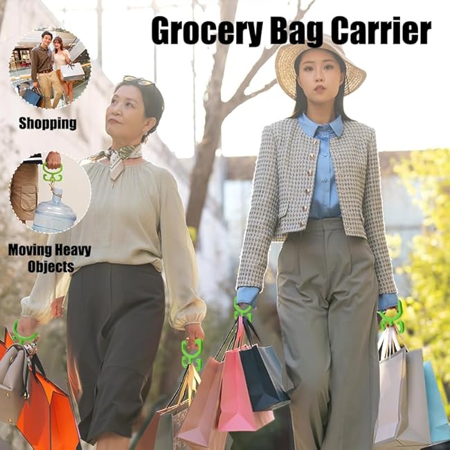 2 Pack Grocery Bag Carrier, Grocery Bag Holder Shopping Bag Holder Each Holds Up to 80lbs Durable Heavy-Duty Rack Comfortable Grip