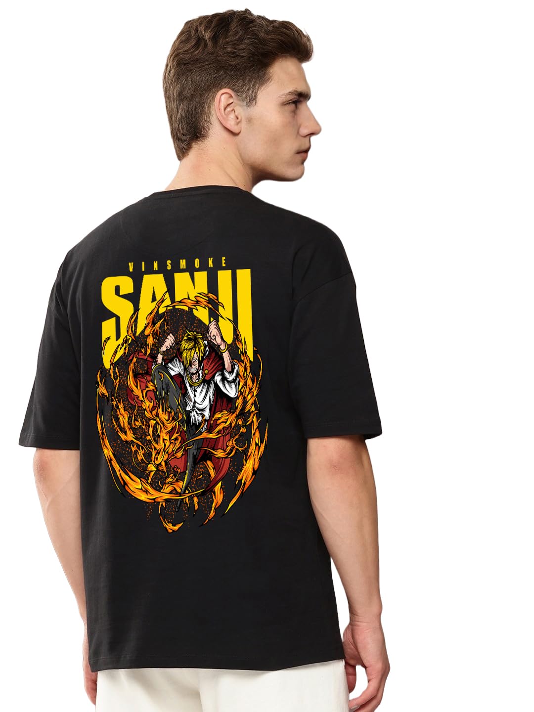 Buy swiftrux Unisex Onepiece Sanji Black Cotton Oversized Anime T