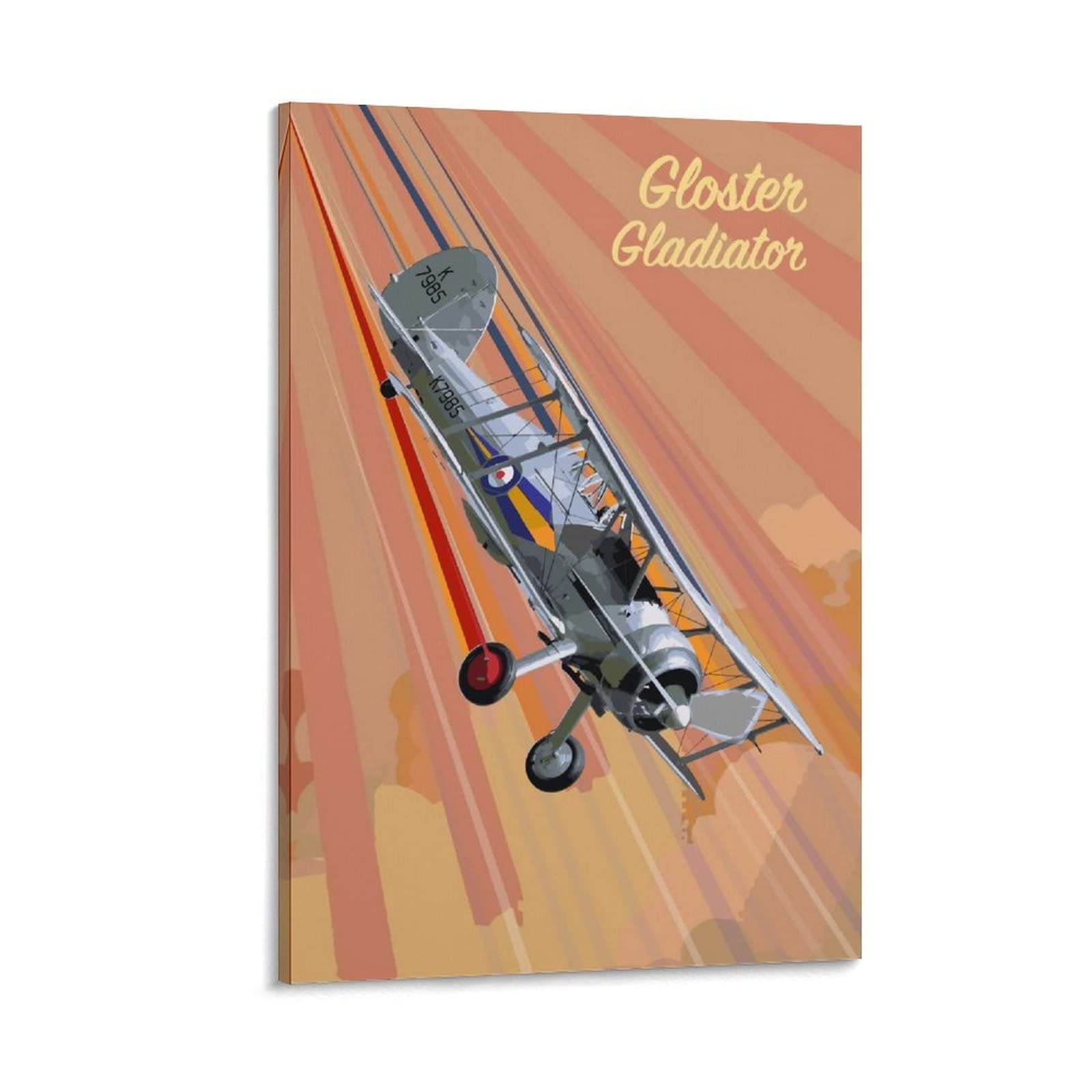 Gloster Gladiator Pop Art Poster su tela con stampa artistica da parete e da parete Modern Family Bedroom Decor Poster 40 x 60 cm
