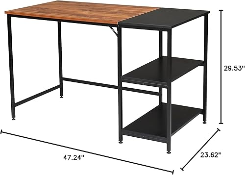 Miniatura 10 de Escritorio pequeño de 47.2 in para oficina en casa, escritorio rústico para espacio de almacenamiento, mesa de esquina de diseño moderno, escritorio