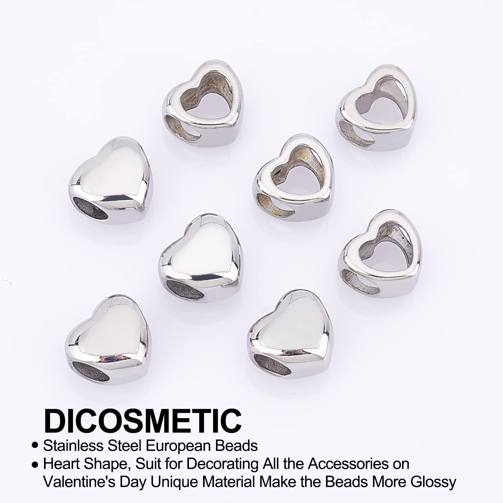 200 Perles Entretoises Cœur Métal Argent – Petit Trou, Pour Création De Bijoux (neuves)