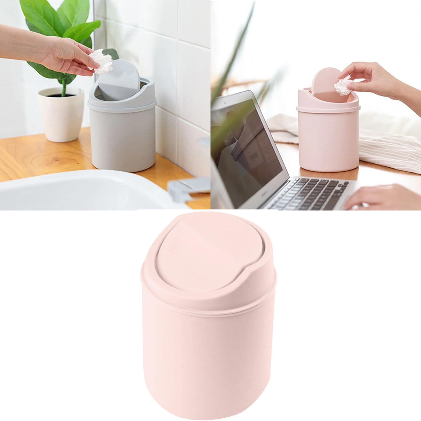 Amazon｜Rvikurc ミニデスクゴミ箱 蓋付き プラスチック製デスク用