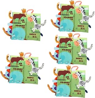 SAFIGLE 5 Peças Livro De Pano De Cauda Livro De Pano De Bebê Livro De Pano De Criança Brinquedo Para Crianças Brinquedos Infantis Livros De Bebê 0-6 Meses Brinquedos De Viagem De Bebê