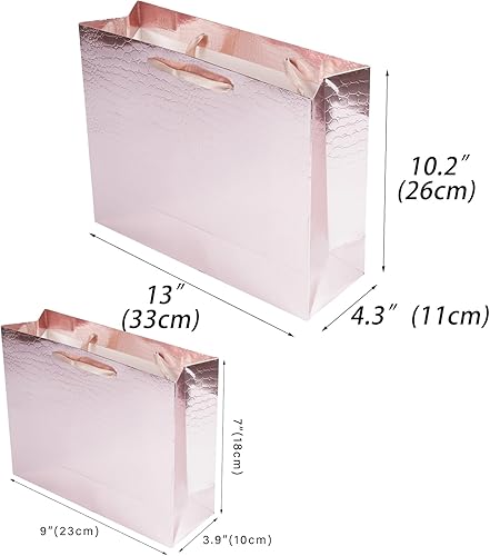 Miniatura 10 de Lyforpyton Bolsas de regalo grandes de oro rosa con papel de seda y tarjeta de 13 x 10.2 x 4.3 pulgadas, bolsa de regalo con patrón de cocodrilo