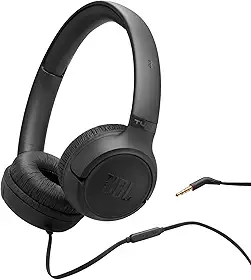 JBL Fones de ouvido intra-auriculares Tune 530, ajuste confortável, com microfone, conectividade P2, design dobrável e cabo sem emaranhados, preto
