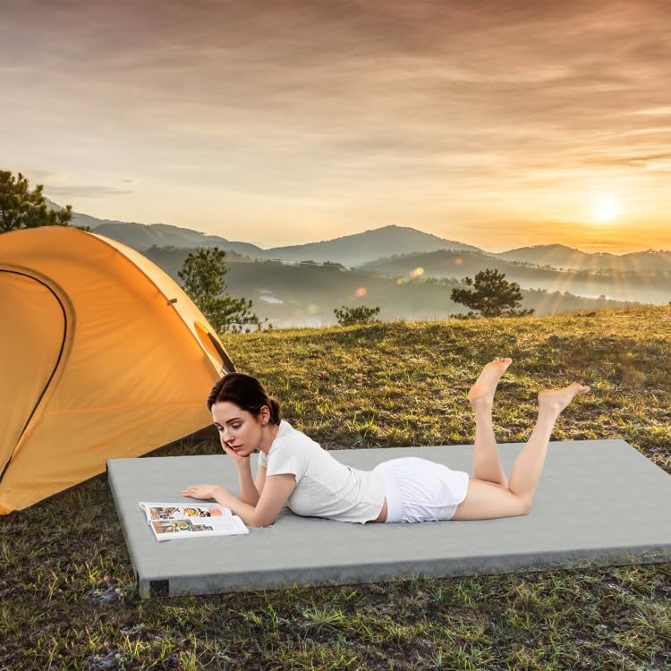 Indoor Outdoor Sleeping Mat with High Density Sleeping pad Foam Cushion and Carrying Camping Foam pad Bag, Lightweight Camping Pad for Hiking Travel Backpacking, Compact Foldable M