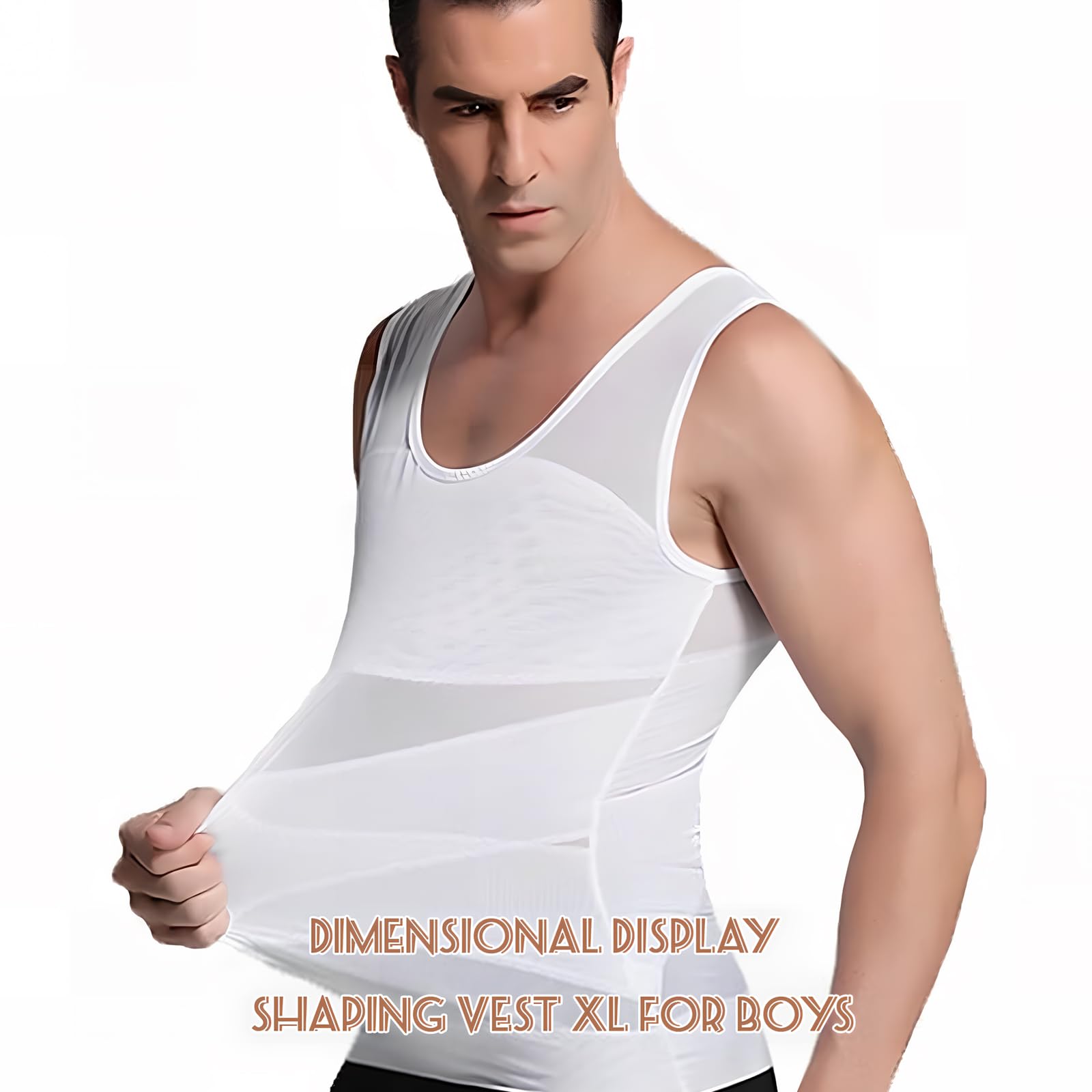 Chaleco de Compresión para Hombre, Faja Reductora, Camiseta Reductora de Compresión, Alta Elasticidad, Ideal para Gimnasio y Ejercicios de Fitness, Color Blanco