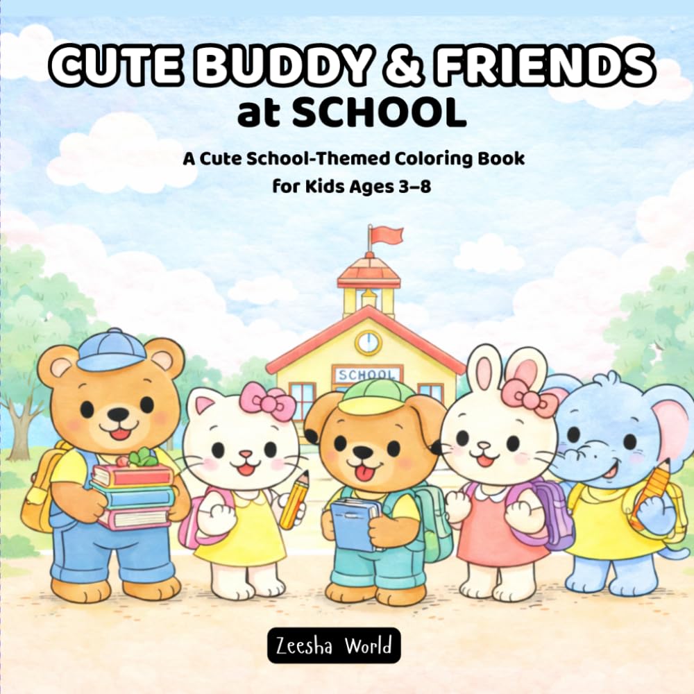 Cute Buddy & Friends at School: A Cute School-Themed Coloring Book for Kids Ages 3–8 (Cute Buddy & Friends Coloring Series)