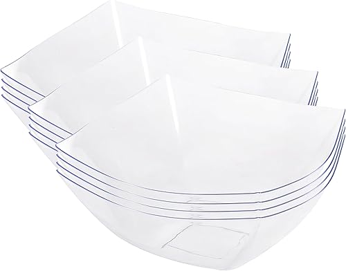 Miniatura 3 de Blue Sky Cuenco cuadrado transparente de 128 onzas (1 unidad), elegante plástico desechable, ideal para fiestas y eventos