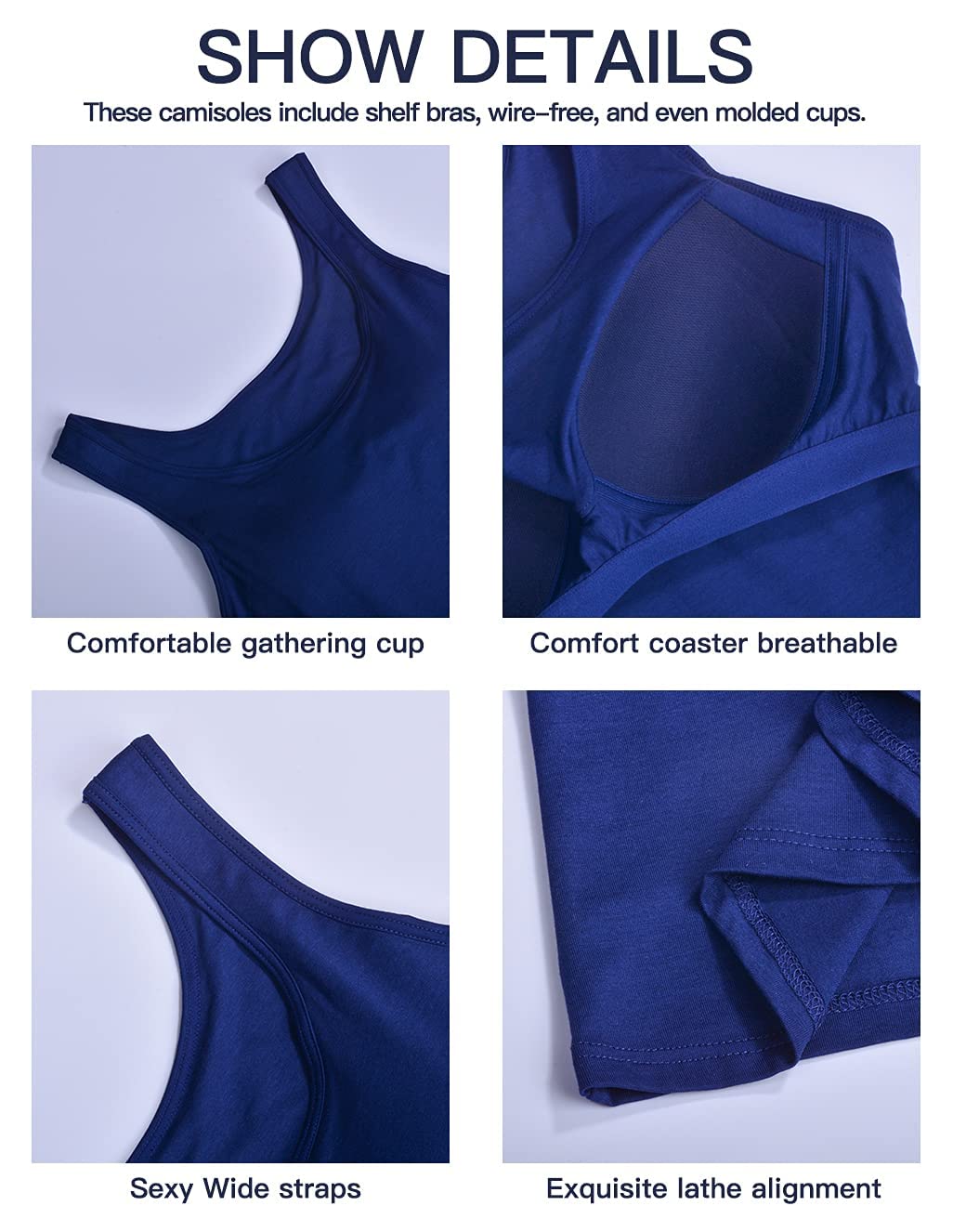 STARBILD Canotte da Donna con Reggiseno a Mensola Incorporato Cinghia Ampia Canottiera Senza Maniche Canotta Imbottita di Base per Un Abbigliamento Casual Quotidiano
