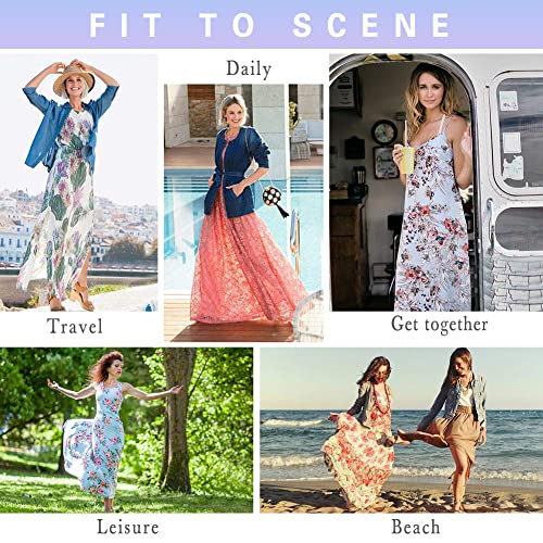 Image of uideazone Ladies Women Rainbow Sundress One Piece Halter Beach Dresses Sleeveless Pleated Sling Dresses for Beach Casual Home