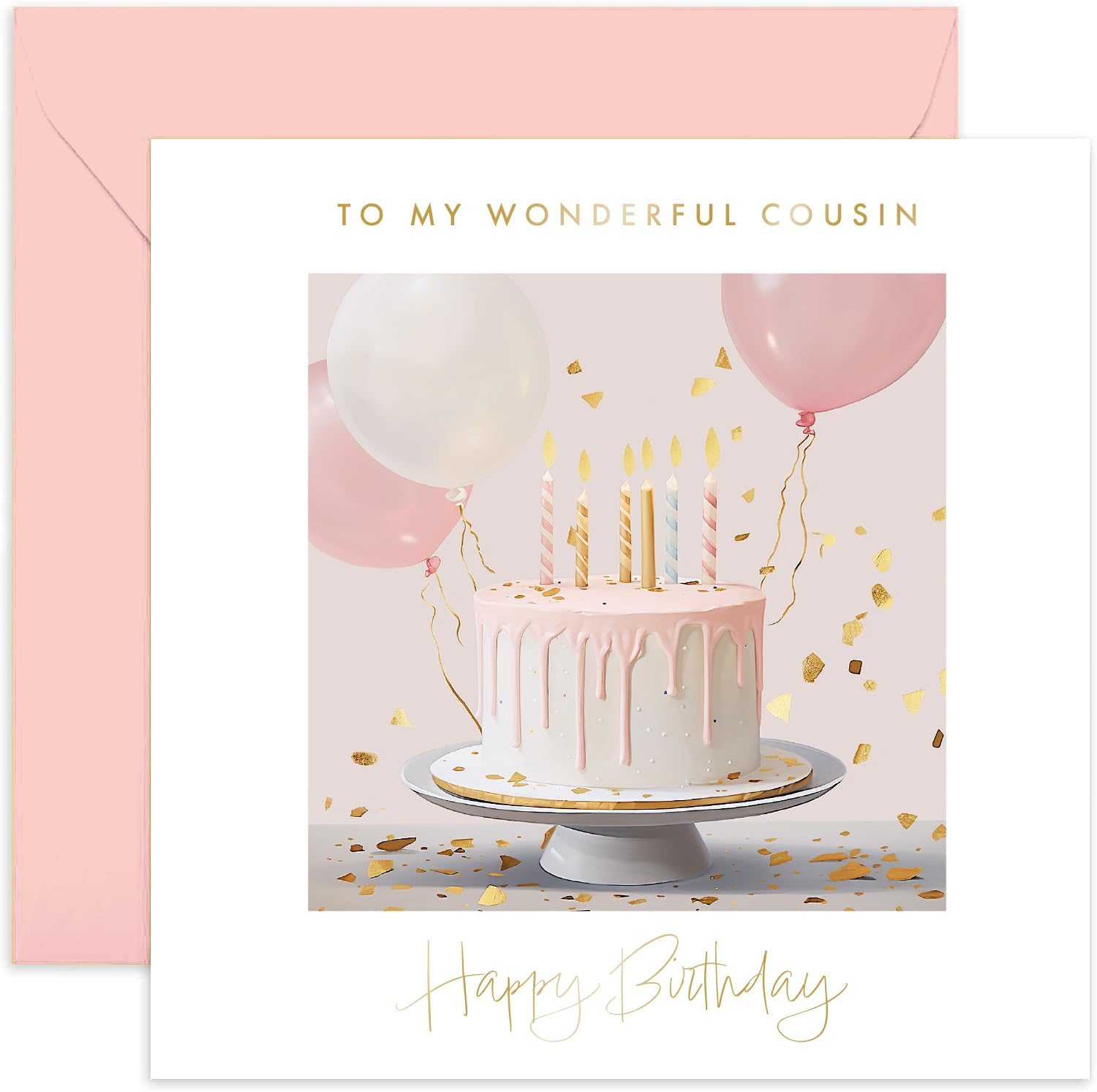 Old English Co. - Biglietto di compleanno per cugino, meraviglioso biglietto di compleanno per cugino, regalo di compleanno per cugino, elegante biglietto di compleanno per donne, busta interna vuota