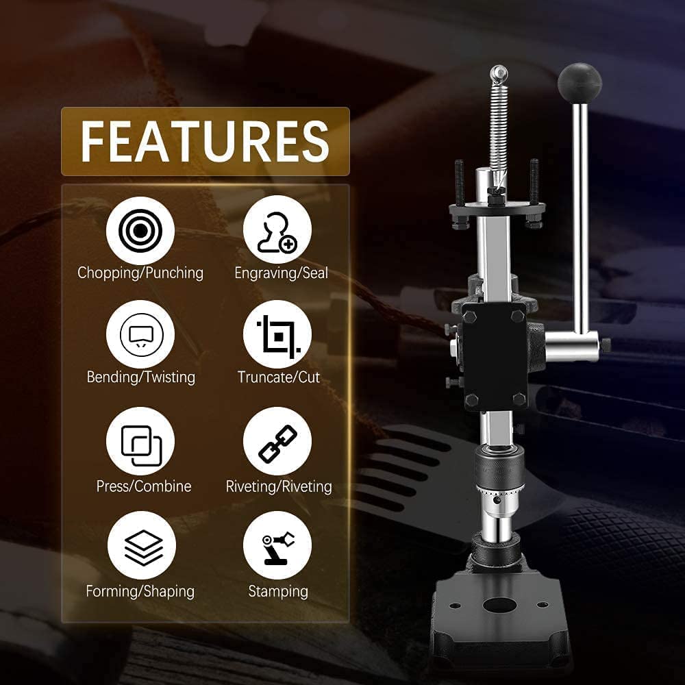 Leder Locher Werkzeug Guilopoer Lochmaschine mit Aluminiumplatte Set für Lederdruckmaschinen Stanzen Zinken Stempeln Punche,DIY Maschine zum Lochen von Leder
