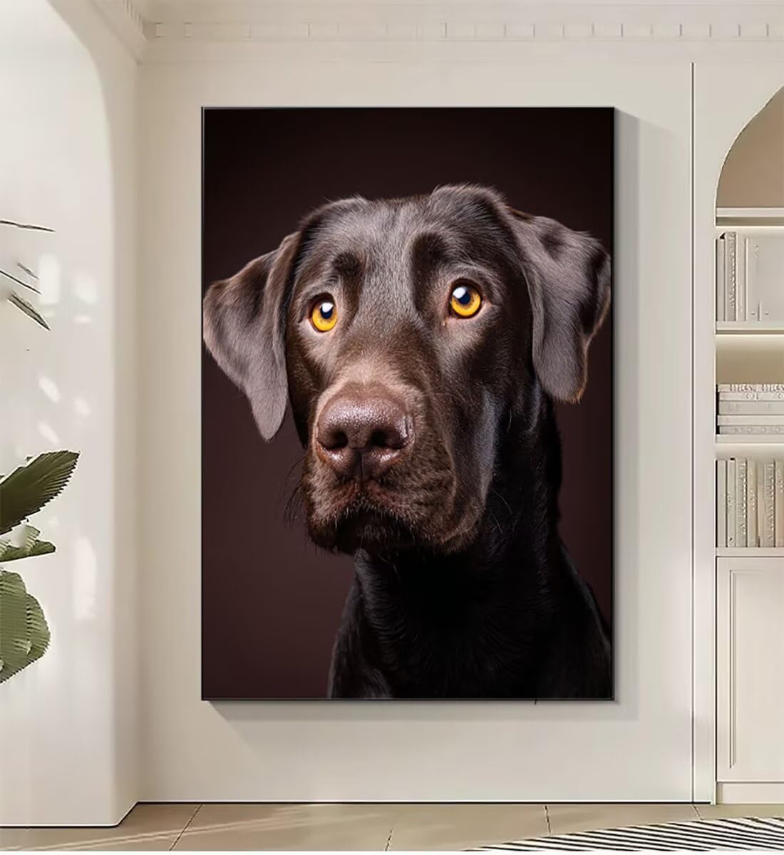 Tier Hund Malen Nach Zahlen Erwachsene, Paint by Numbers Adult Anfänger Kreativ Set für, Heimwerk Malen Nach Zahlen Kinder, 3 Pinsel und 36 Acrylfarbe Als, für Deko Wohnzimmer 60 x 80 cm BJHWK776
