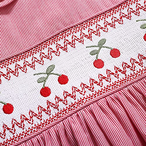 Pettigirl Girl Toddler Lovely Red Stripe Sleeveless Sundress Hand Embroidery Smocked Dress4