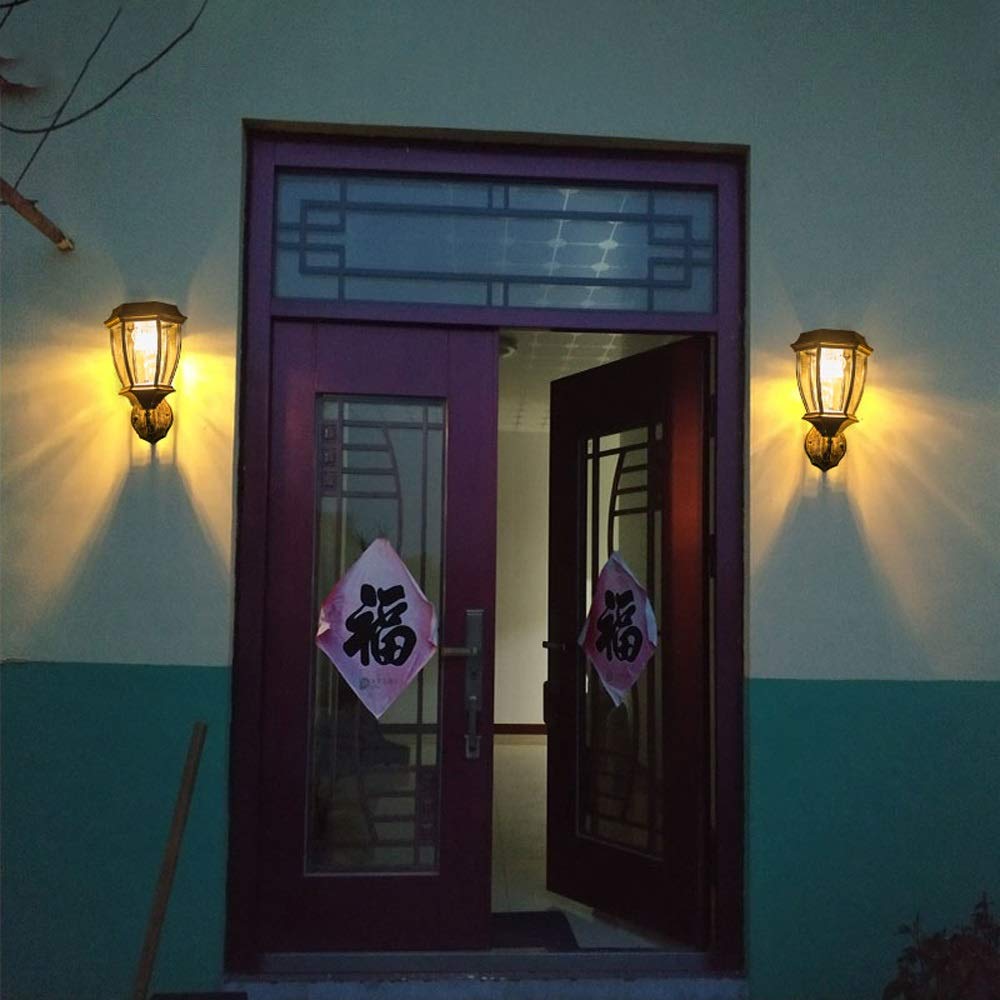 Focos solares de pared para exteriores, impermeables, LED, para terraza, farol de pared, lámpara de pared europea para jardín, luz de aluminio para jardín, luz de pared exterior, aplique de pared pa