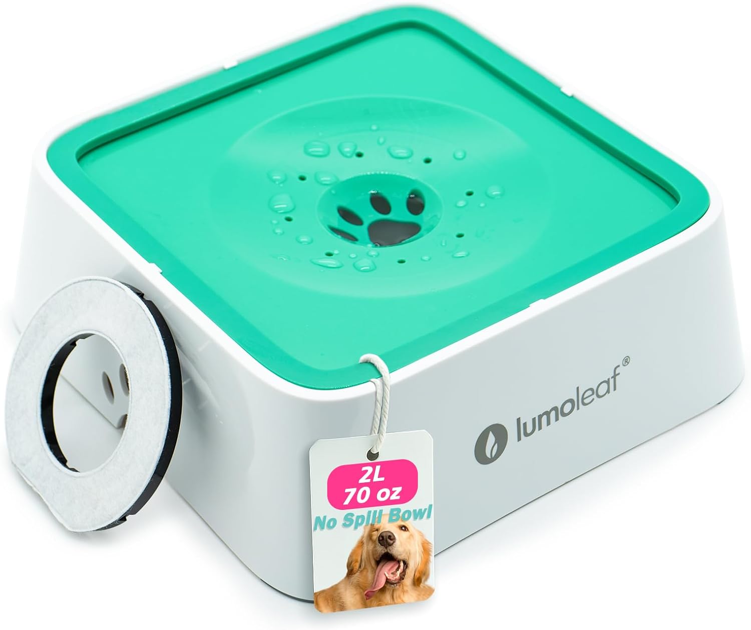 LumoLeaf No Spill Water Bowl for Large Dogs with Filter, 135oz/4L, Slow Feeder for Messy Drinkers, Drip-Free & Splash-Proof, for Multi-Dog Households. (70 fl oz Green) LumoLeaf No Spill Water Bowl for Large Dogs with Filter, 135oz/4L, Slow Feeder for Messy Drinkers, Drip-Free & Splash-Proof, for Multi-Dog Households. (70 fl oz Green)