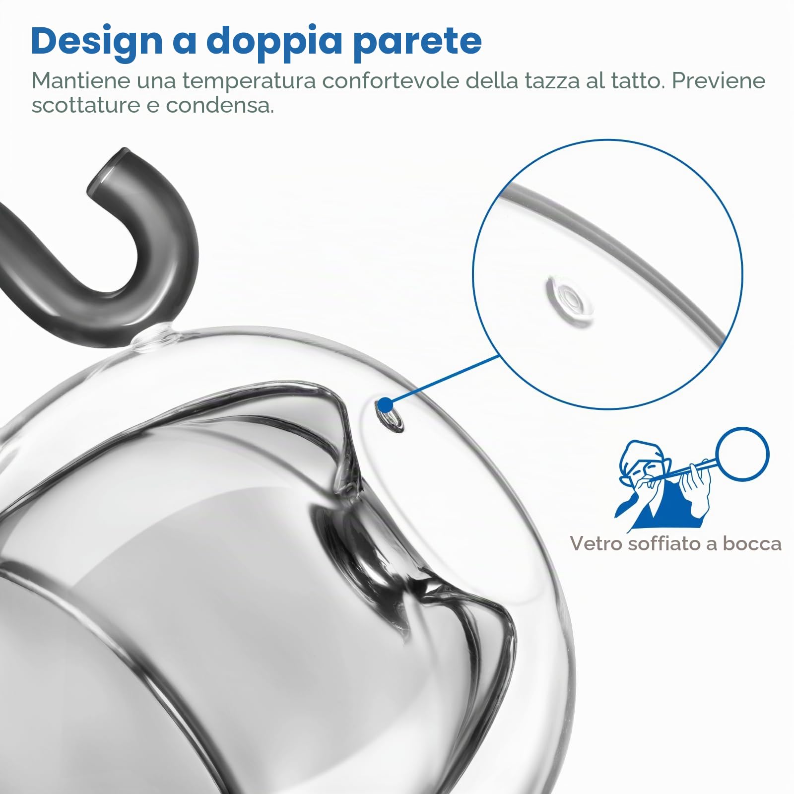 ecooe 2 Pezzi Nero Bicchieri da Caffè a Doppia Parete con Simpatico Gatto 130 ml, Regalo di Compleanno per Donne, Uomini, Mamme, Bambini, Tazza da Caffè Espresso per Caffè Freddo e Latte