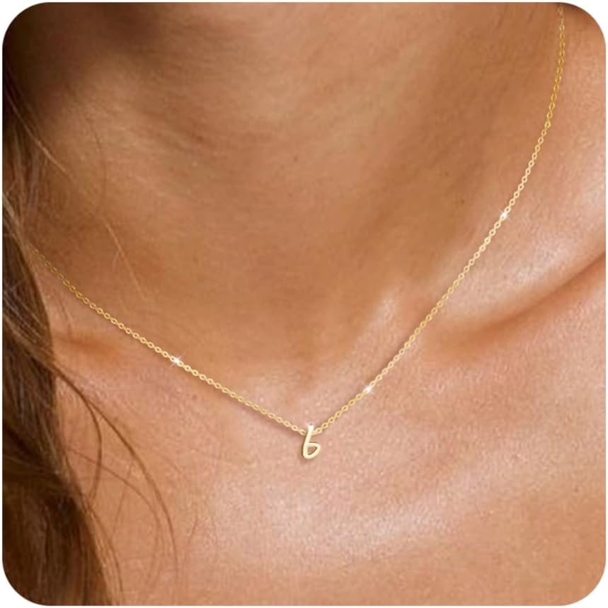 Initial Necklaces for Women Trendy, Dainty Gold Letter Necklace Tiny A-Z Pendant, 14K Gold Plated Cute Personalized Name Chain Fashion Accessories Gold Jewelry Birthday Gifts for Her
