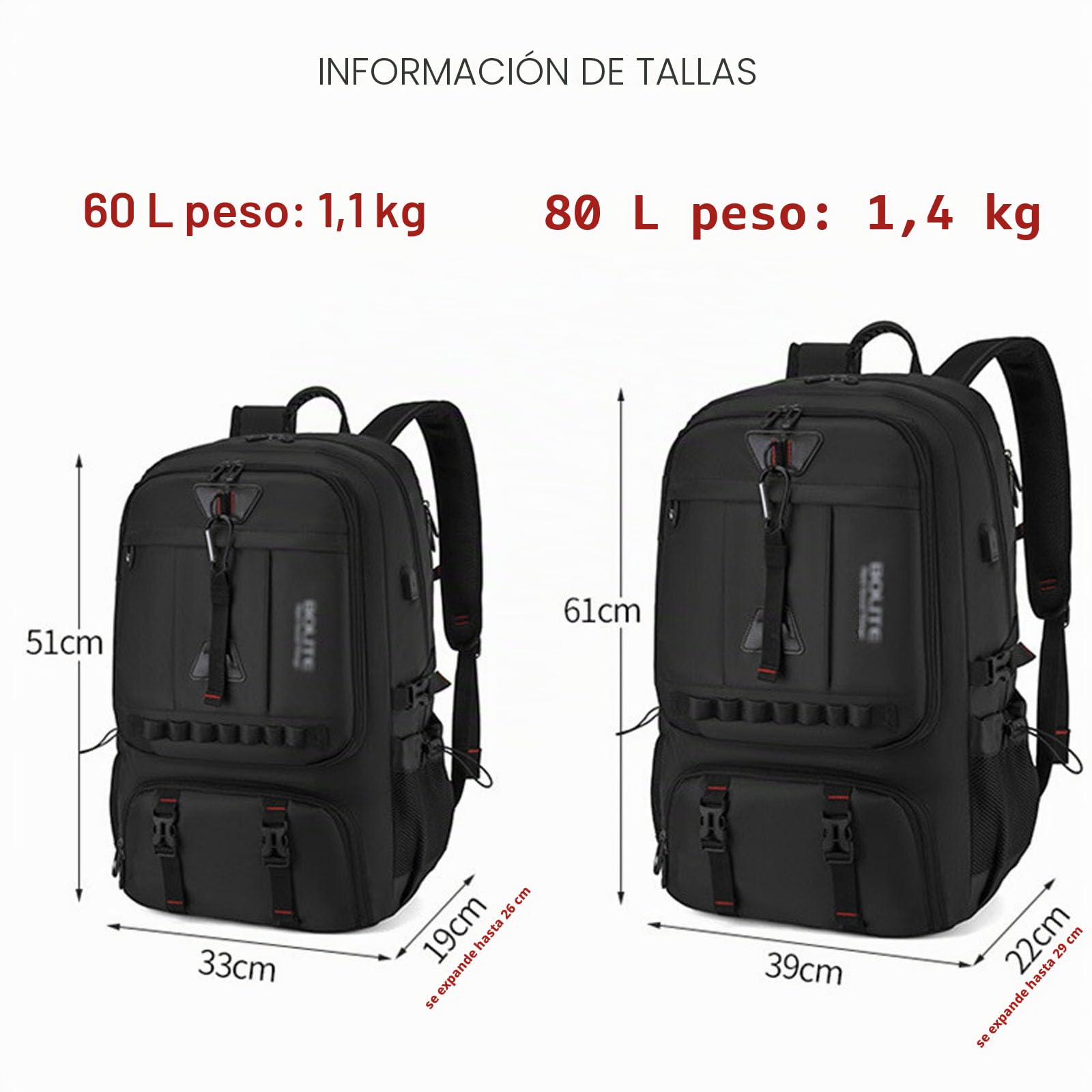 Mochila grande de viaje para hombre, 60 L, 80 L, ampliable, impermeable de 17 pulgadas, bolsa para portátil de trabajo, portátil, negocios, viajes, mochila