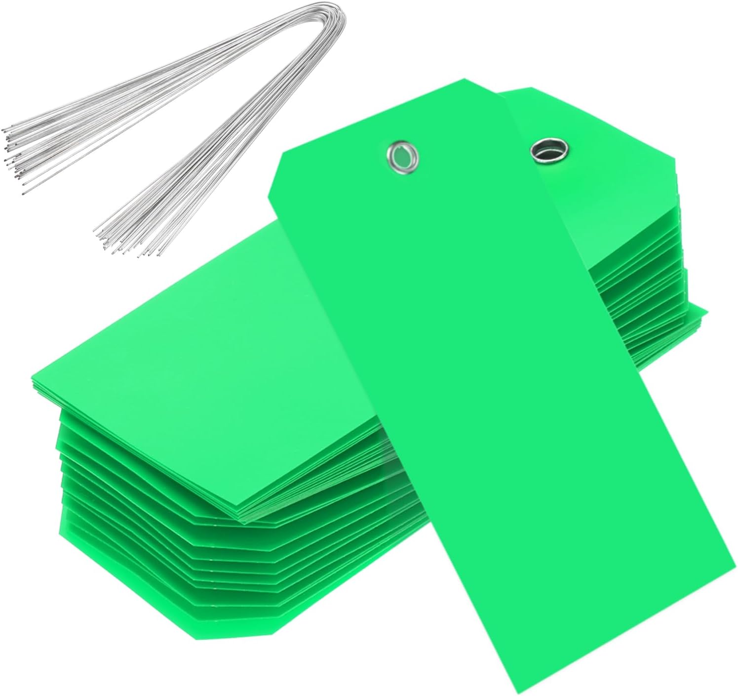 500Pcs Plastic Shipping Tags 4.72x2.36 Inch Green Waterproof Labeling Tags with Wire for Luggage Garage Equipment Inventory Car Parts Name Price