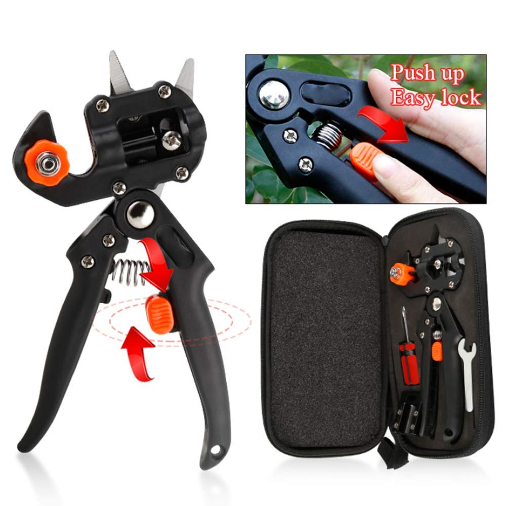 Kit di attrezzi per potatura per innesti, cesoie per forbici da potatura da giardino con 2 membrane e 3 lame, set di utensili da taglio per innesti di alberi da frutto per piante, rami, ramoscelli, v