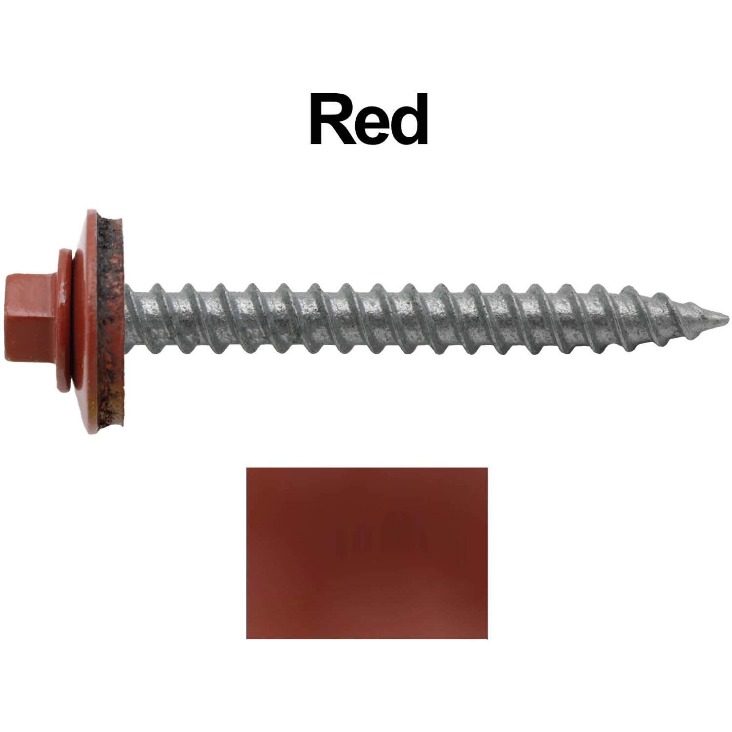 Viti per coperture metalliche: (250) 12 x 2" vite per tetto in lamiera esagonale rossa ReGrip Vite per tetto in lamiera