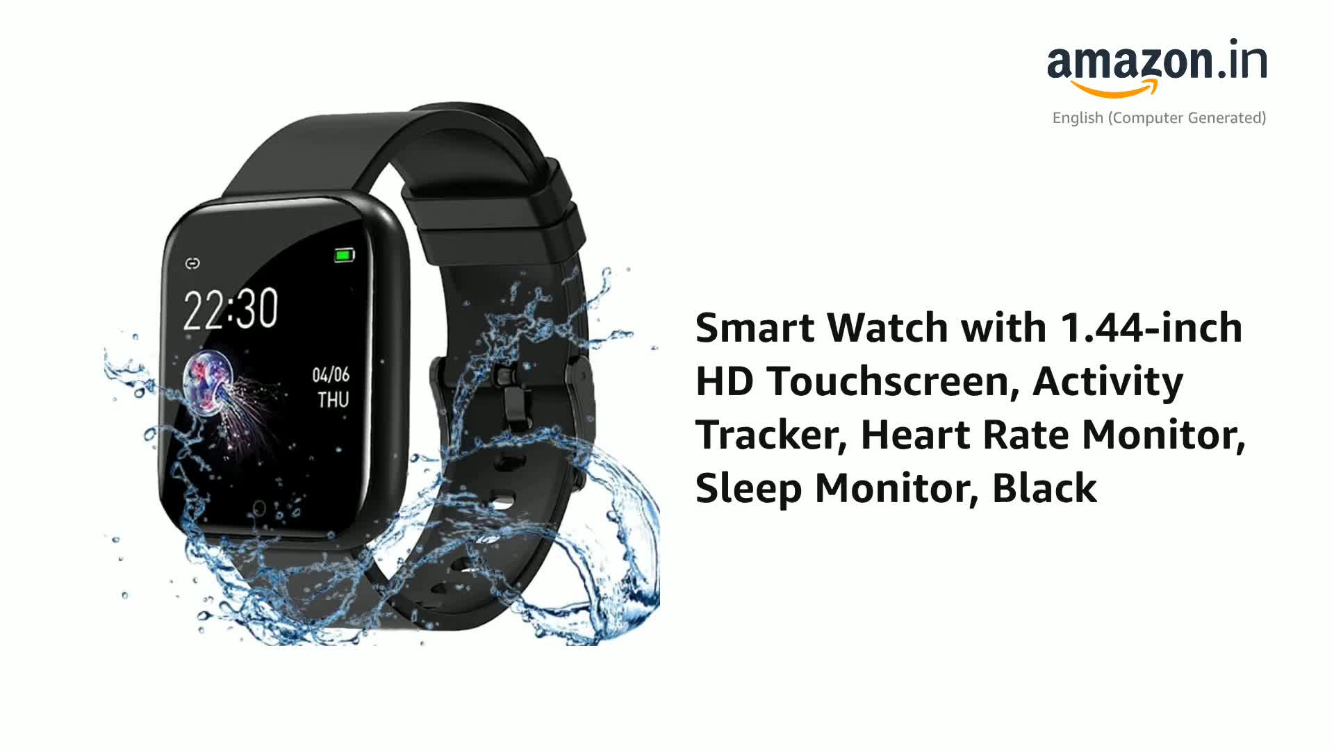 Smart Watch with 1.44-inch HD Touchscreen, Activity Tracker, Heart Rate  Monitor, Sleep Monitor, Black : Amazon.in: Electronics