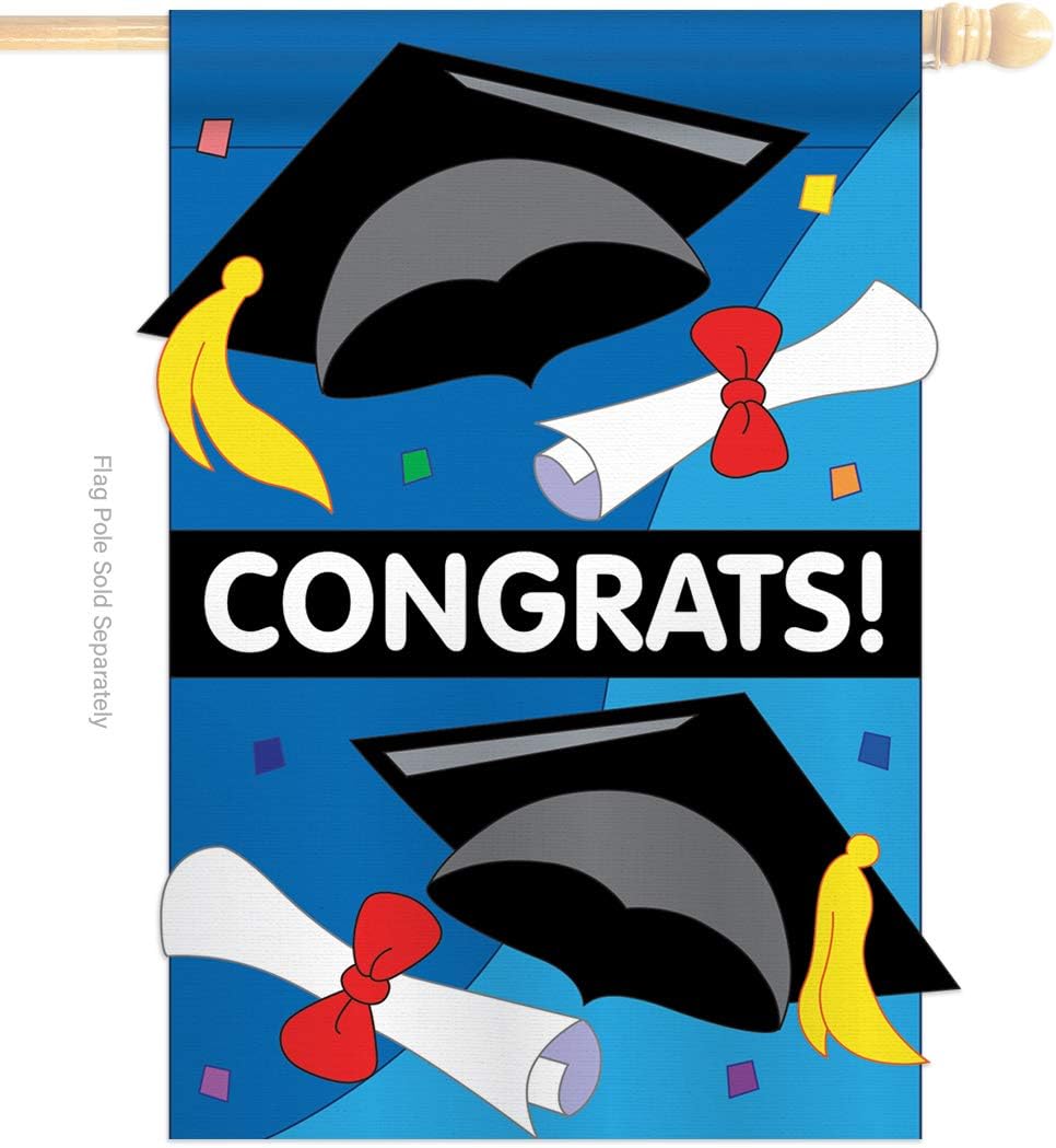 Two Group - Congrats Special Occasion - Everyday School & Education Applique Decorative Vertical House Flag 28" x 44"
